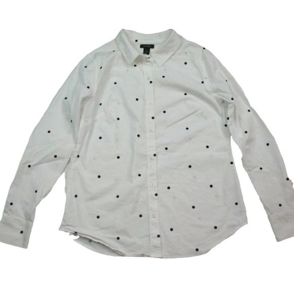 Halogen White Blouse with Black Polka Dots - Picture 1 of 3